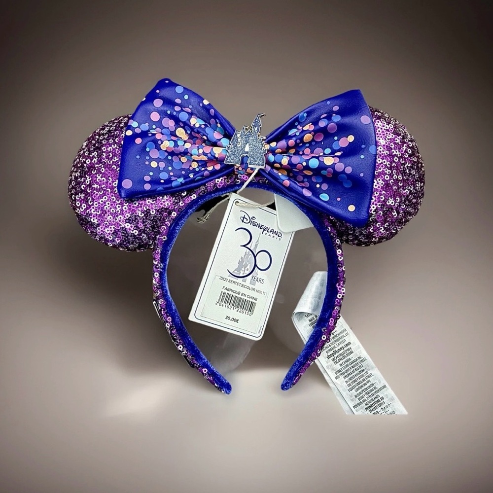 NEW Loungefly Disneyland Paris Minnie Mouse 30 Anniversary Sequin Ears Headband